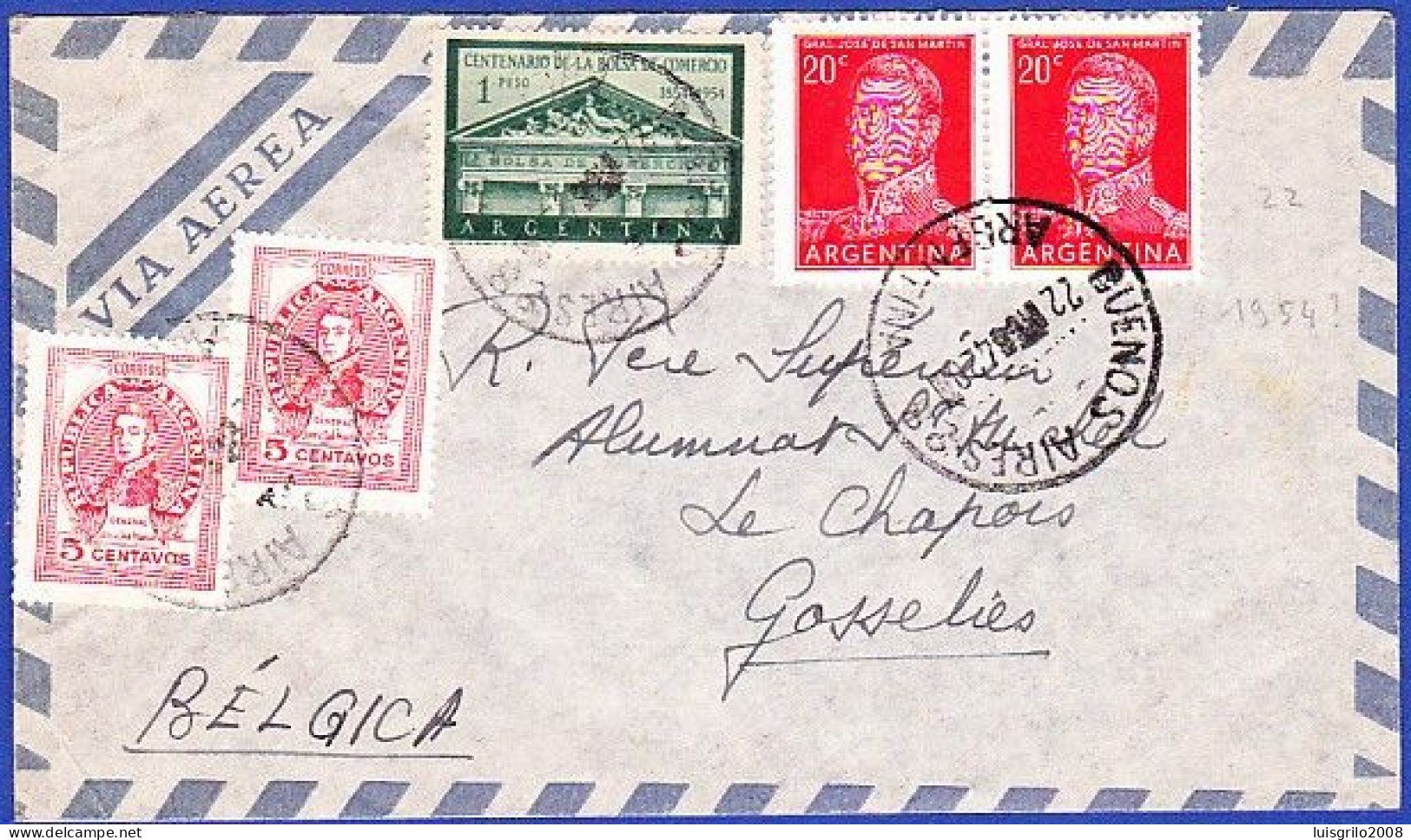 Cover - Buenos Aires To Gosselier, Belgique -|- Postmark - Buenos Aires . 1942 - Lettres & Documents