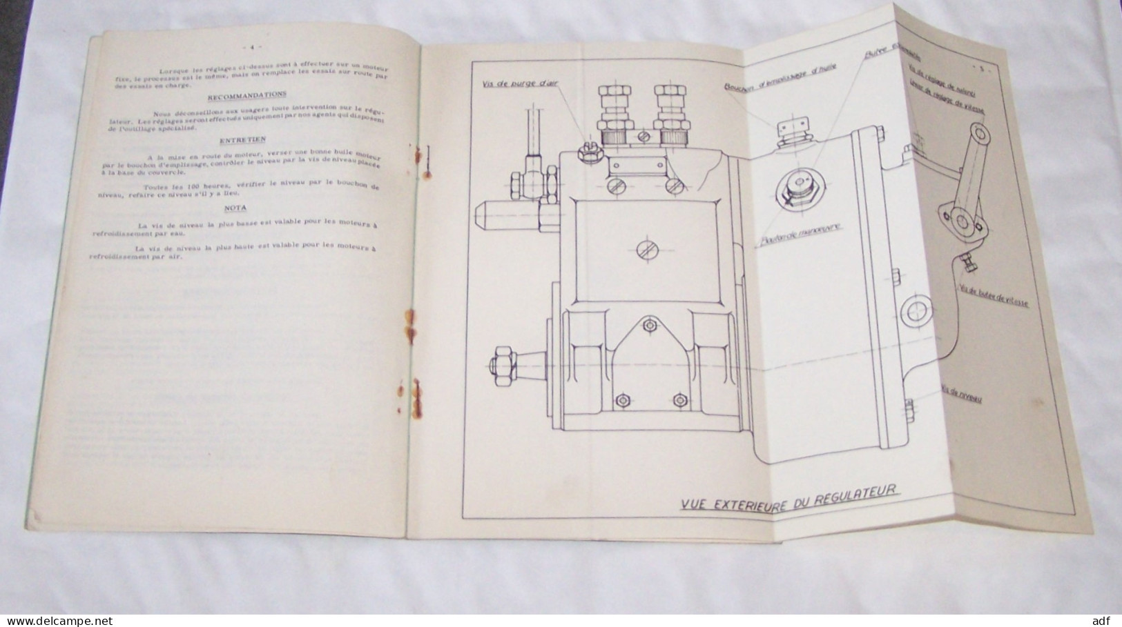 NOTICE DE FONCTIONNEMENT DE REGLAGE ET D'ENTRETIEN VENDEUVRE REGULATEUR ZP, MOTEURS DIESEL VENDEUVRE - Tractors