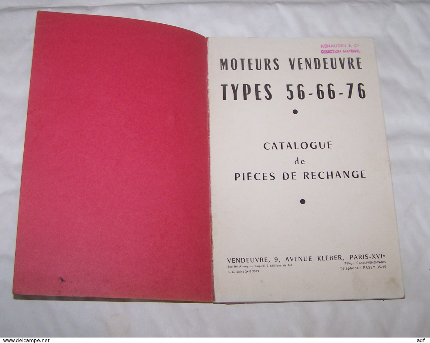 CATALOGUE DE PIECES DE RECHANGE MOTEURS VENDEUVRE TYPES 56 - 66 - 76 - Trattori