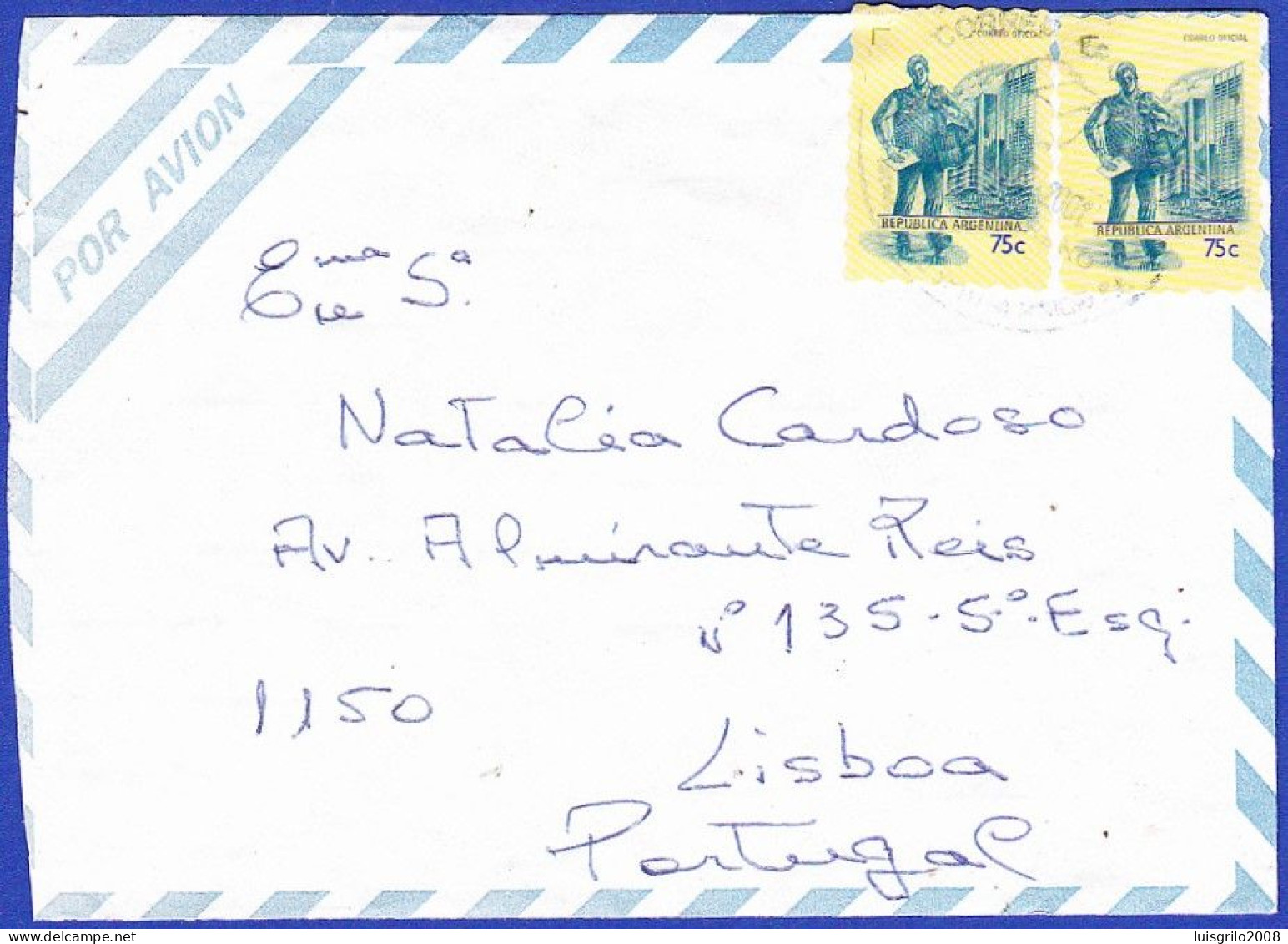 Cover - Buenos Aires To Lisboa, Portugal -|- Postmark - Buenos Aires . 2001 - Briefe U. Dokumente