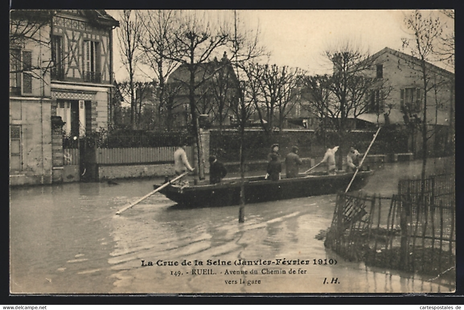 AK Rueil, La Crue De La Seine 1910, Avenue Du Chemin De Fer Vers La Gare  - Overstromingen