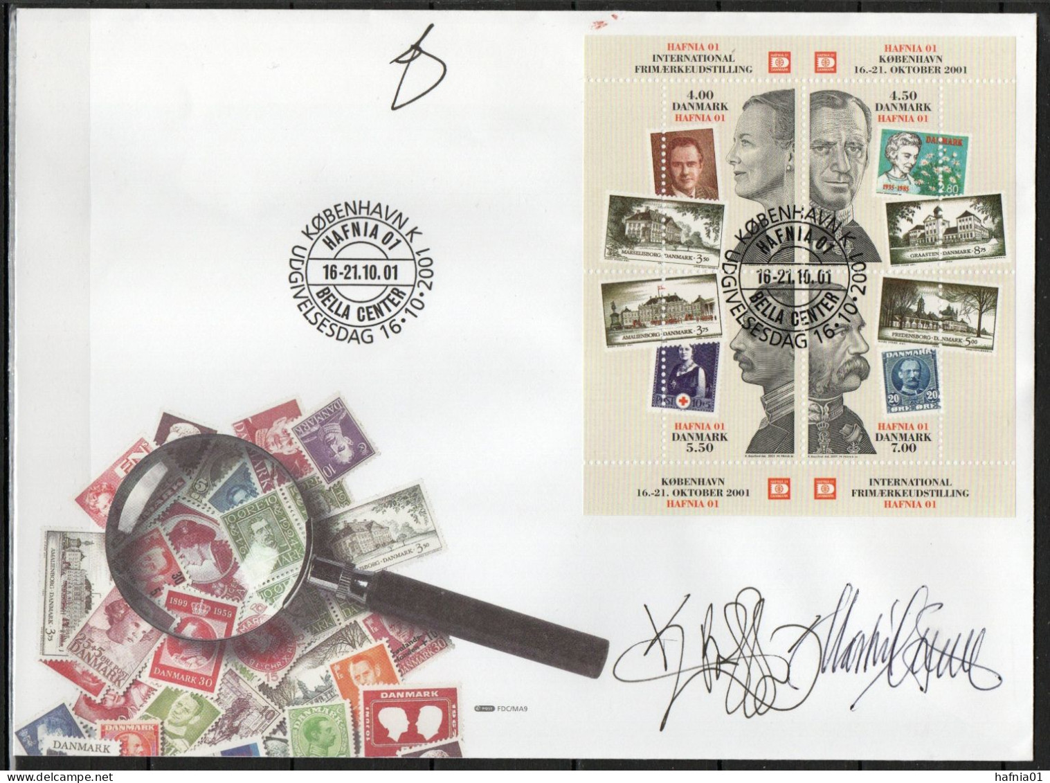 Martin Mörck. Denmark 2001. Int. Stamp Exhibition HAFNIA'01. Michel Bl.17 FDC. Signed. - FDC