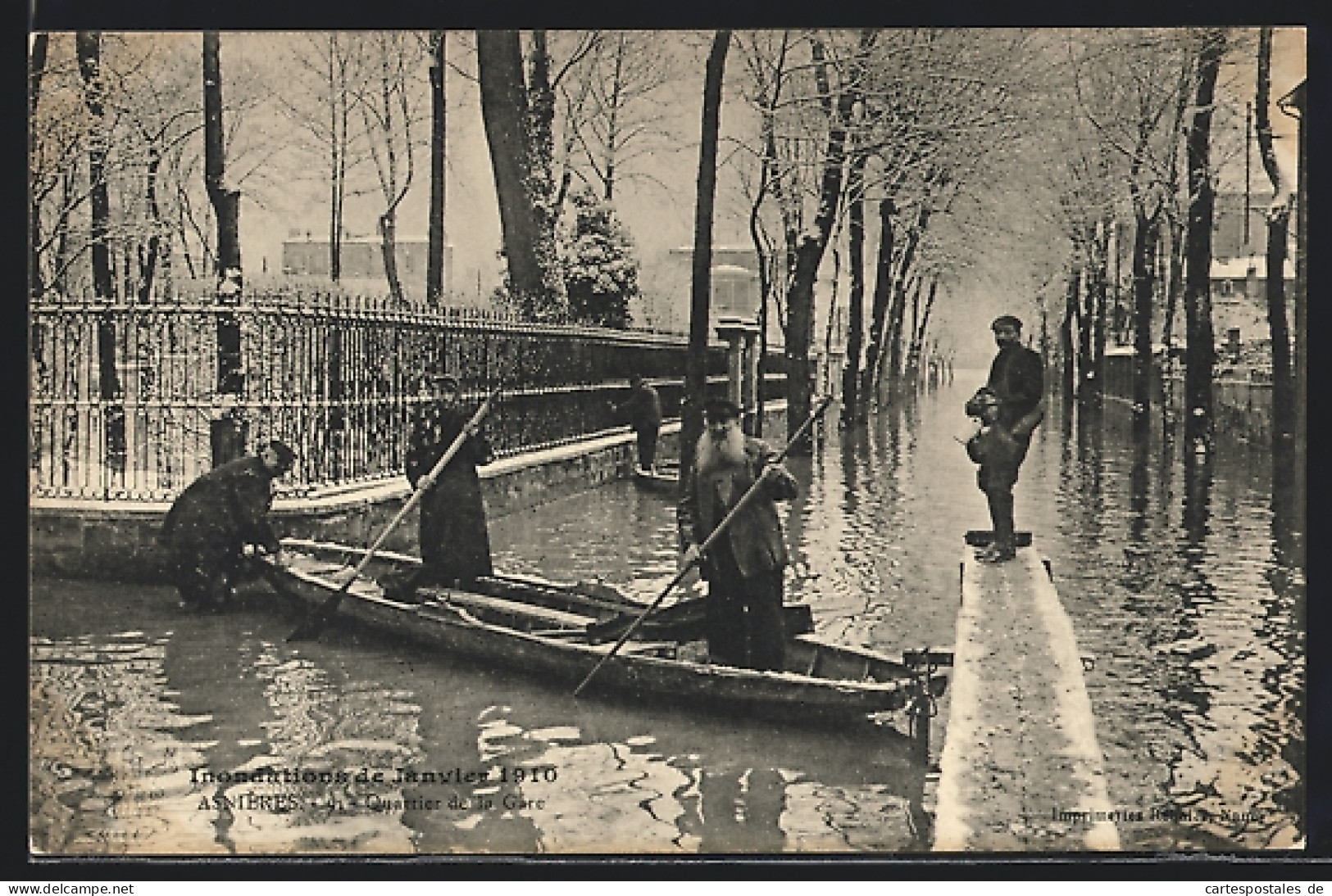AK Asnières, Inondations 1910, Quartier De La Gare  - Überschwemmungen