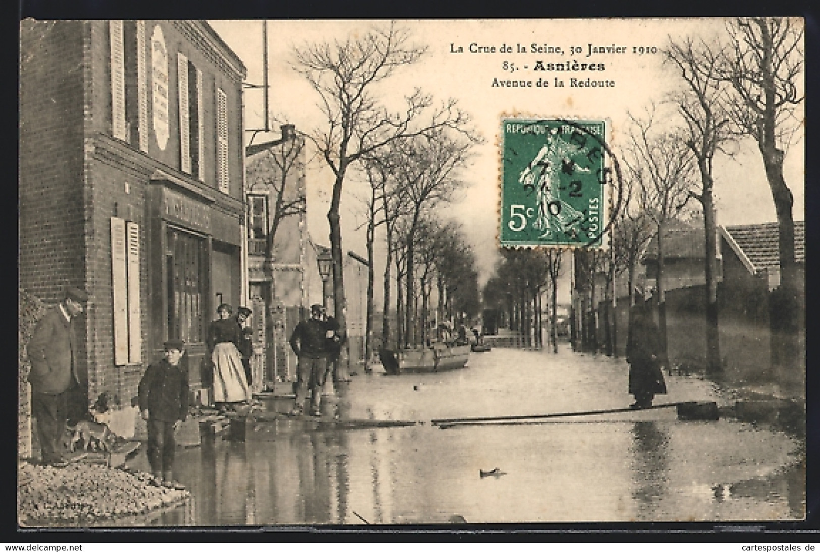 AK Asnières, La Crue De La Seine 1910, Avenue De La Redoute  - Überschwemmungen