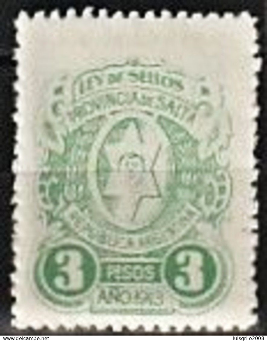 Fiscaux / Revenue - 3 Pesos.  Ley De Selos, Provincia De Salta -|- MNH - Dienstmarken