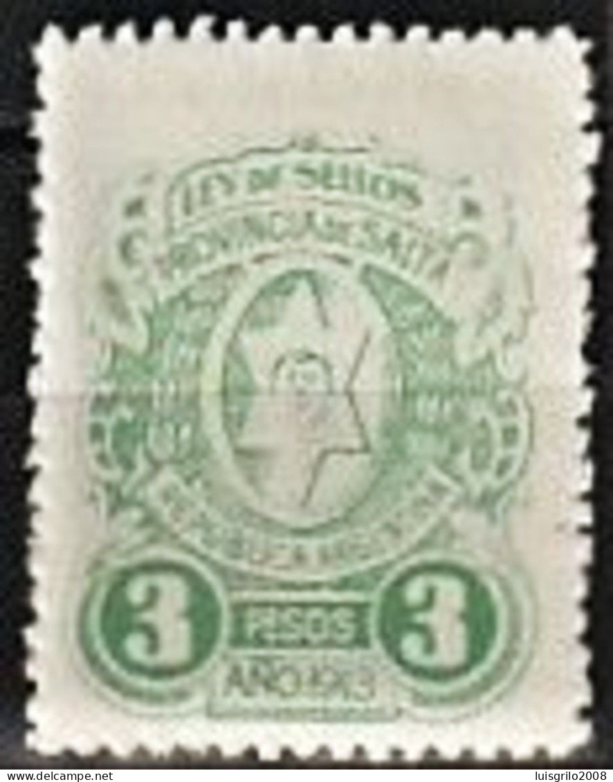 Fiscaux / Revenue - 3 Pesos.  Ley De Selos, Provincia De Salta -|- MNH - Dienstzegels