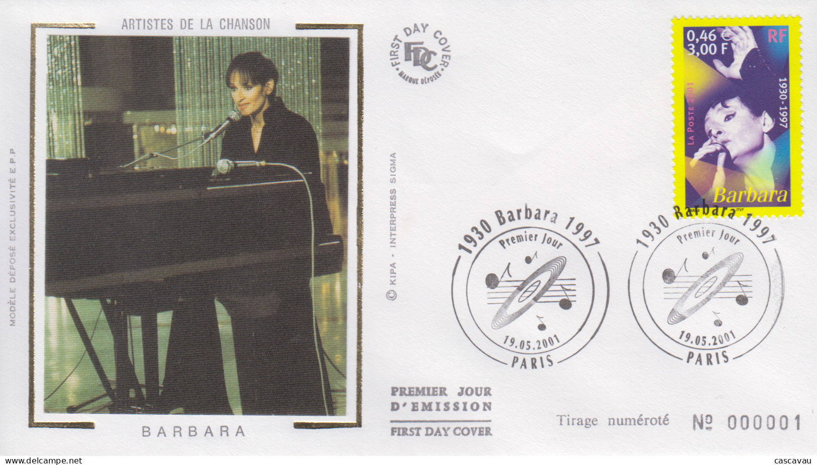 Enveloppe  FDC   1er  Jour   FRANCE    Artiste  De  La  Chanson  :  BARBARA    2001 - 2000-2009