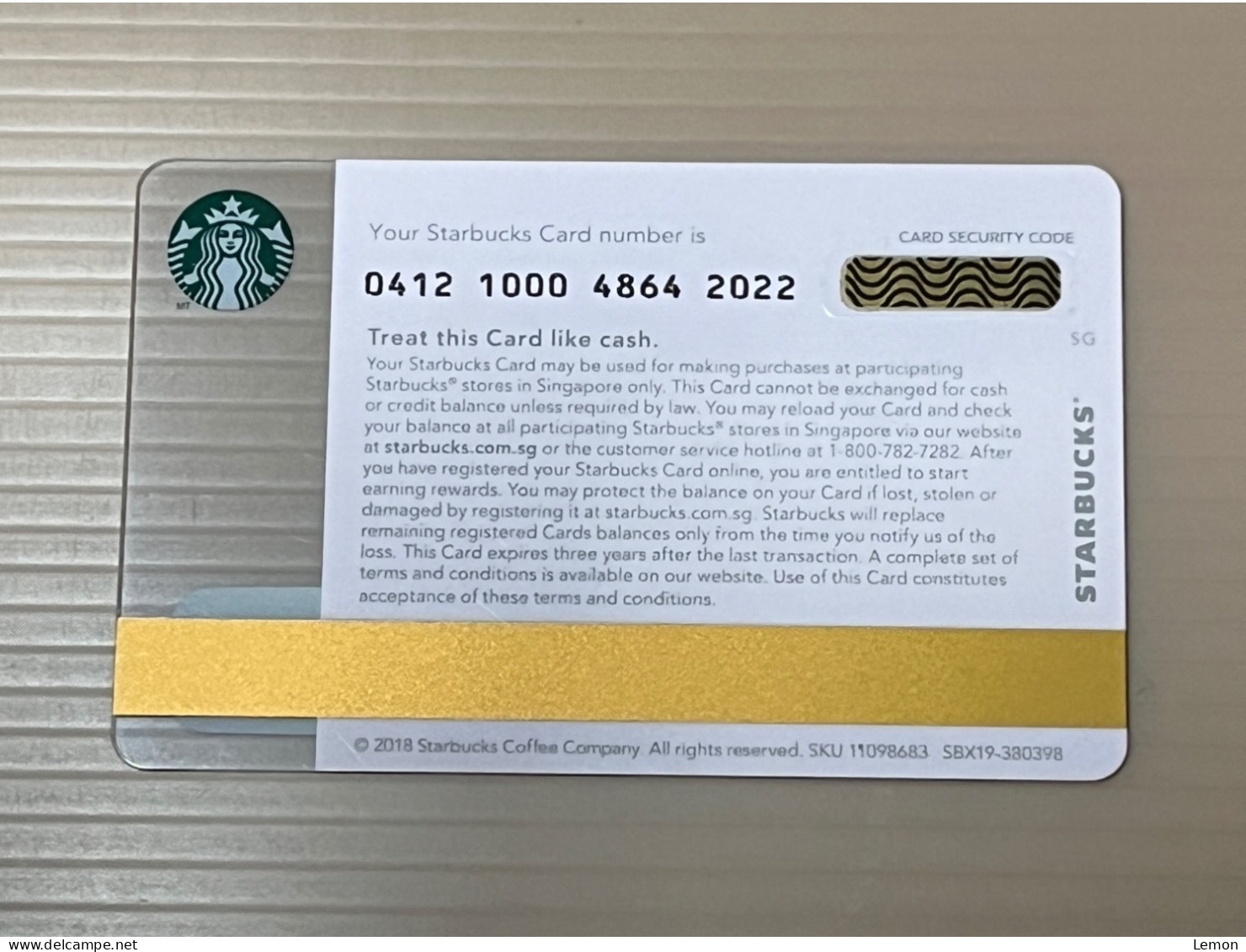 Singapore STARBUCKS Coffee Gift Card, Set Of 1 Used Card - Singapur