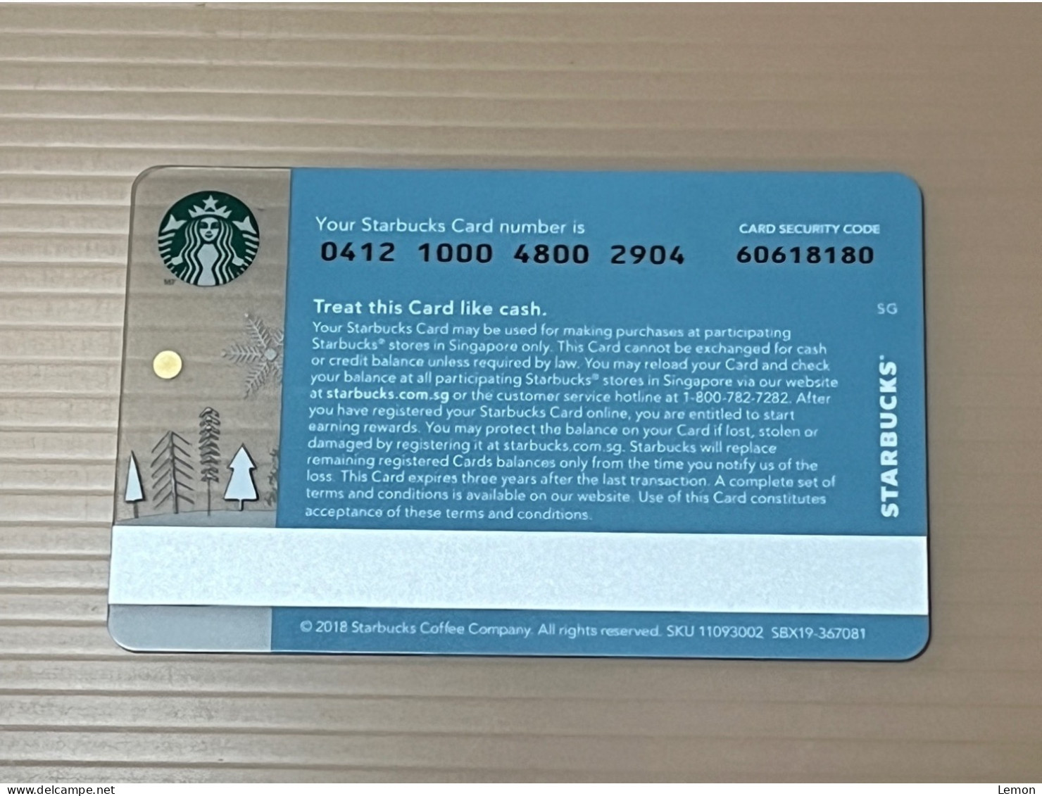 Singapore STARBUCKS Coffee Gift Card, Set Of 1 Used Card - Singapur