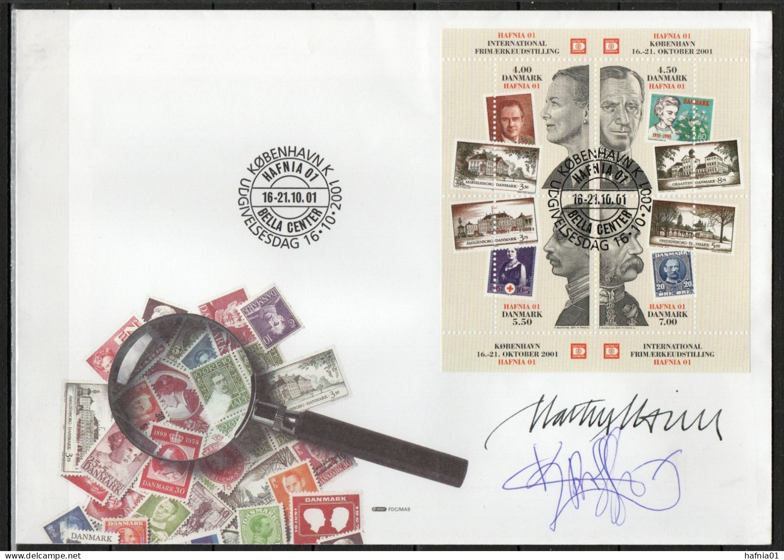 Martin Mörck. Denmark 2001. Int. Stamp Exhibition HAFNIA'01. Michel Bl.17 FDC. Signed. - FDC