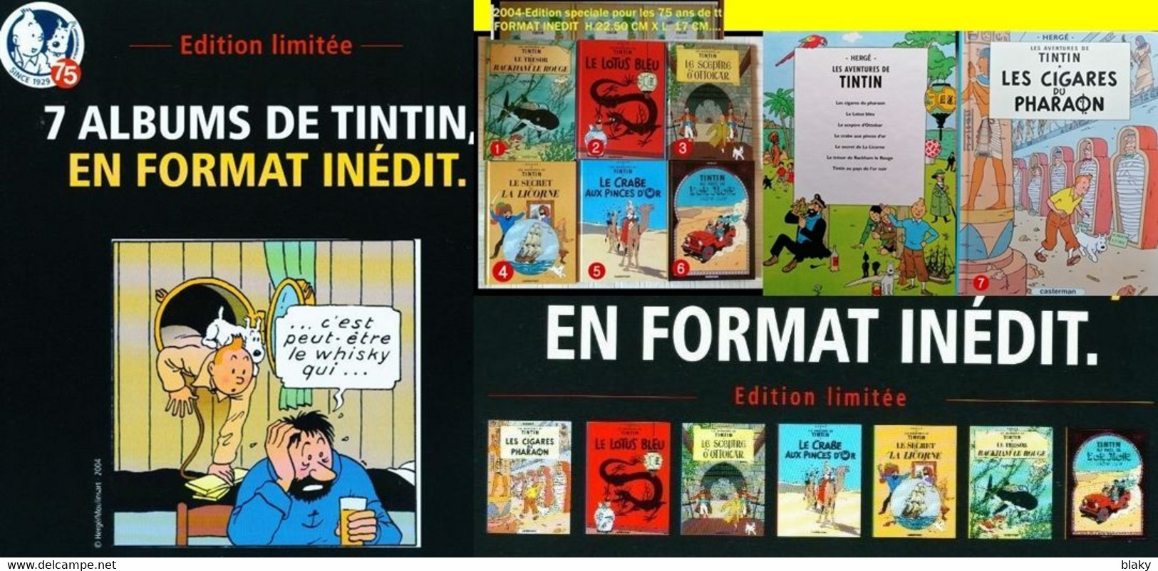 2004 SERIE COMPLETE COLLECTOR TINTIN 75 ANS      7 Album FORMAT INEDIT - Wholesale, Bulk Lots