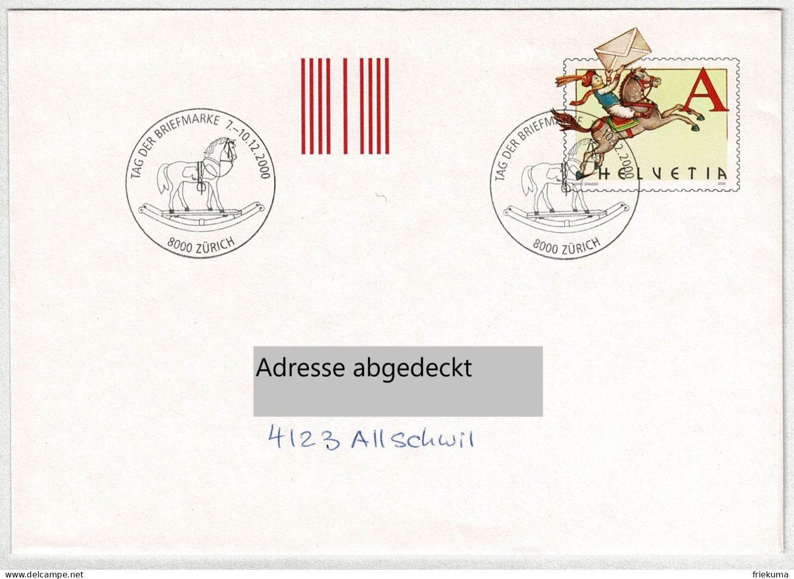 Schweiz / Helvetia 2000, Ganzsachen-Brief Tag Der Briefmarke Zürich - Allschwil, Spielzeug / Jouets / Toys - Otros & Sin Clasificación