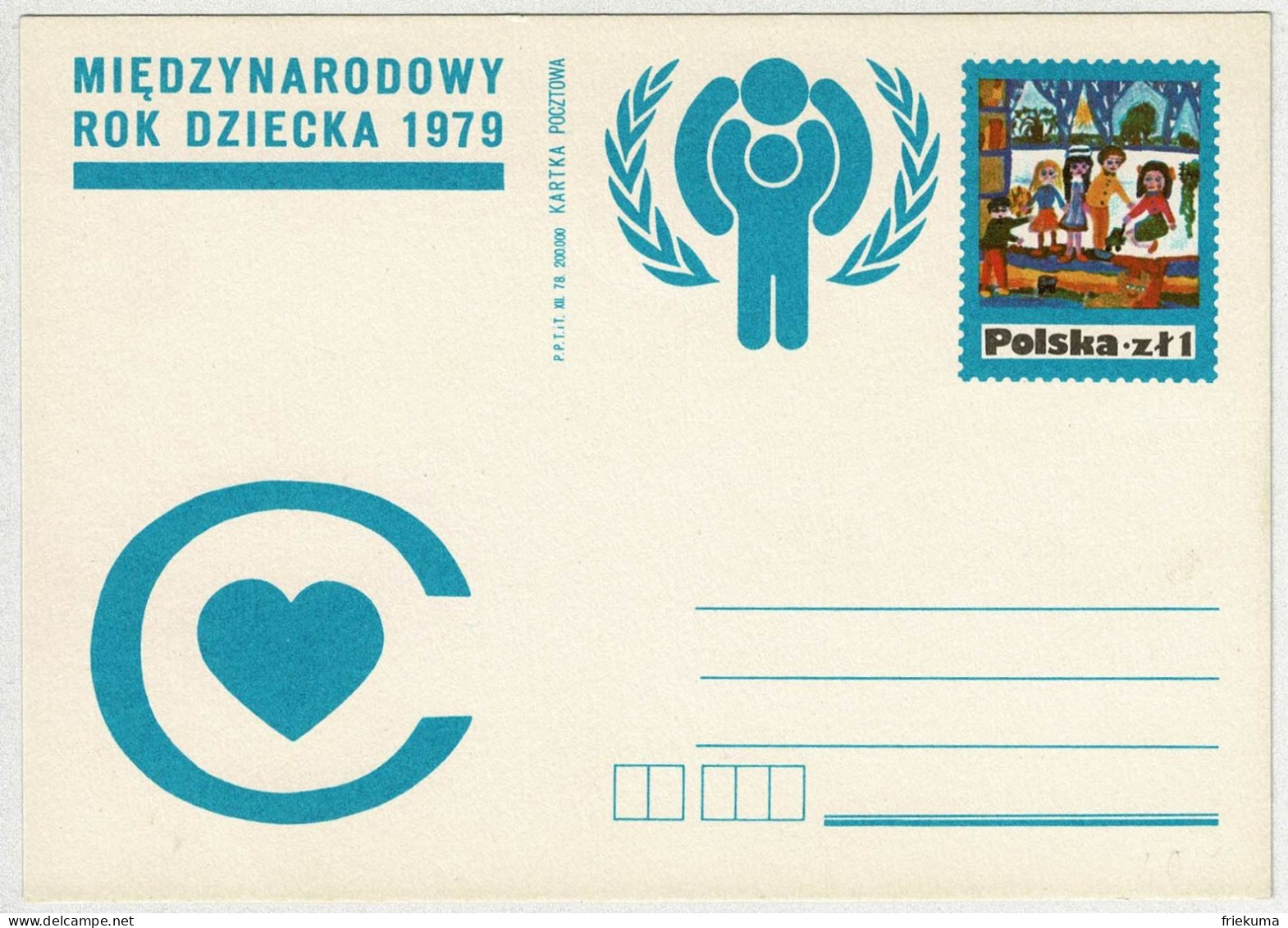 Polen / Polska 1979, Ganzsachen-Karte / Stationery Jahr Des Kindes/Année De L'enfant/Year Of The Child, Kinderzeichnung - Otros & Sin Clasificación