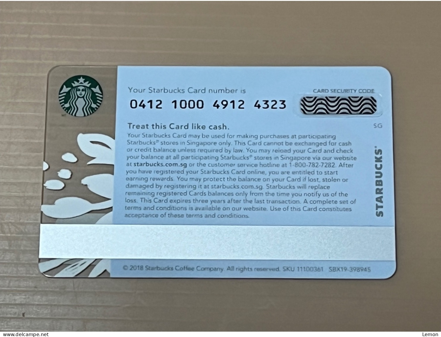 Singapore STARBUCKS Coffee Gift Card, Set Of 1 Used Card - Singapore