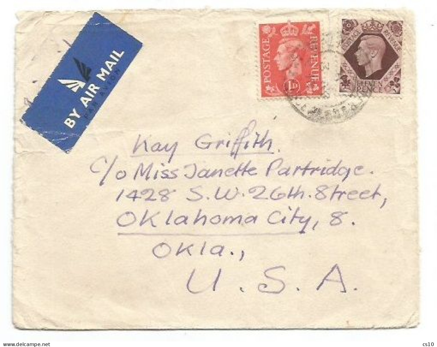 UK Britain AirmailCV Cambridge 3aug1948 To USA With Regular 11d + 1d - Cartas & Documentos