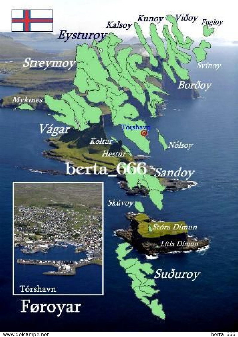 Faroe Islands Country Map New Postcard * Carte Geographique * Landkarte - Isole Faroer