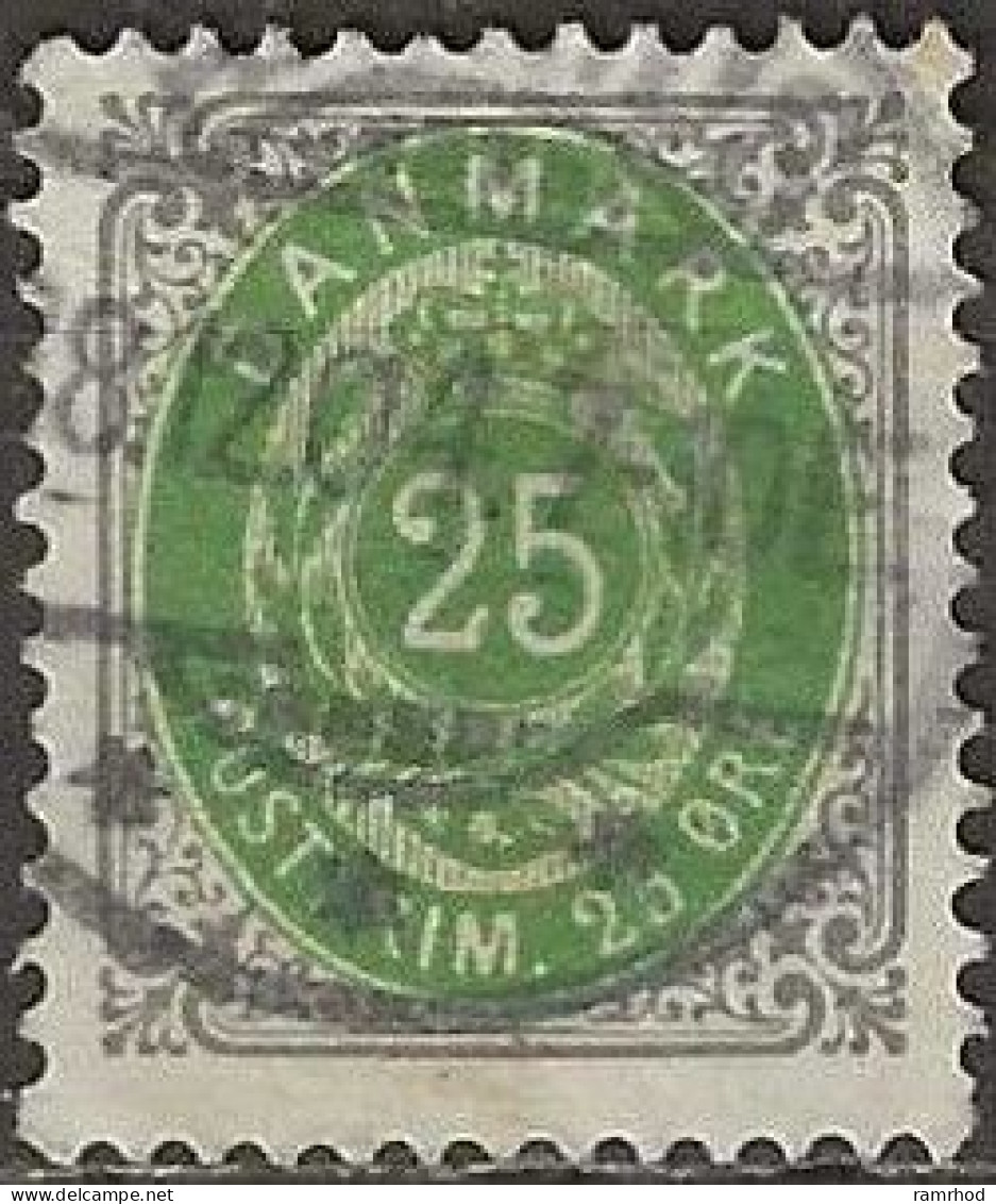 DENMARK 1875 Numeral - 25ore - Green And Grey FU - Used Stamps