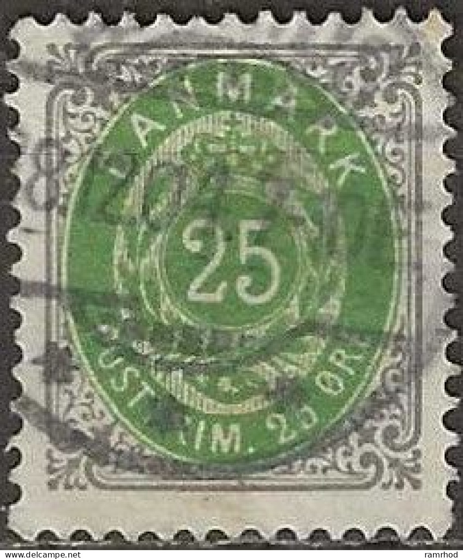 DENMARK 1875 Numeral - 25ore - Green And Grey FU - Usati
