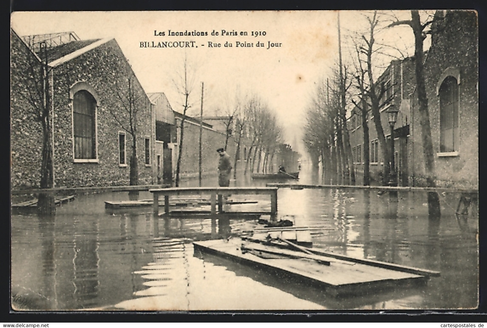 AK Billancourt, Inondations 1910, Rue Du Point Du Jour  - Overstromingen