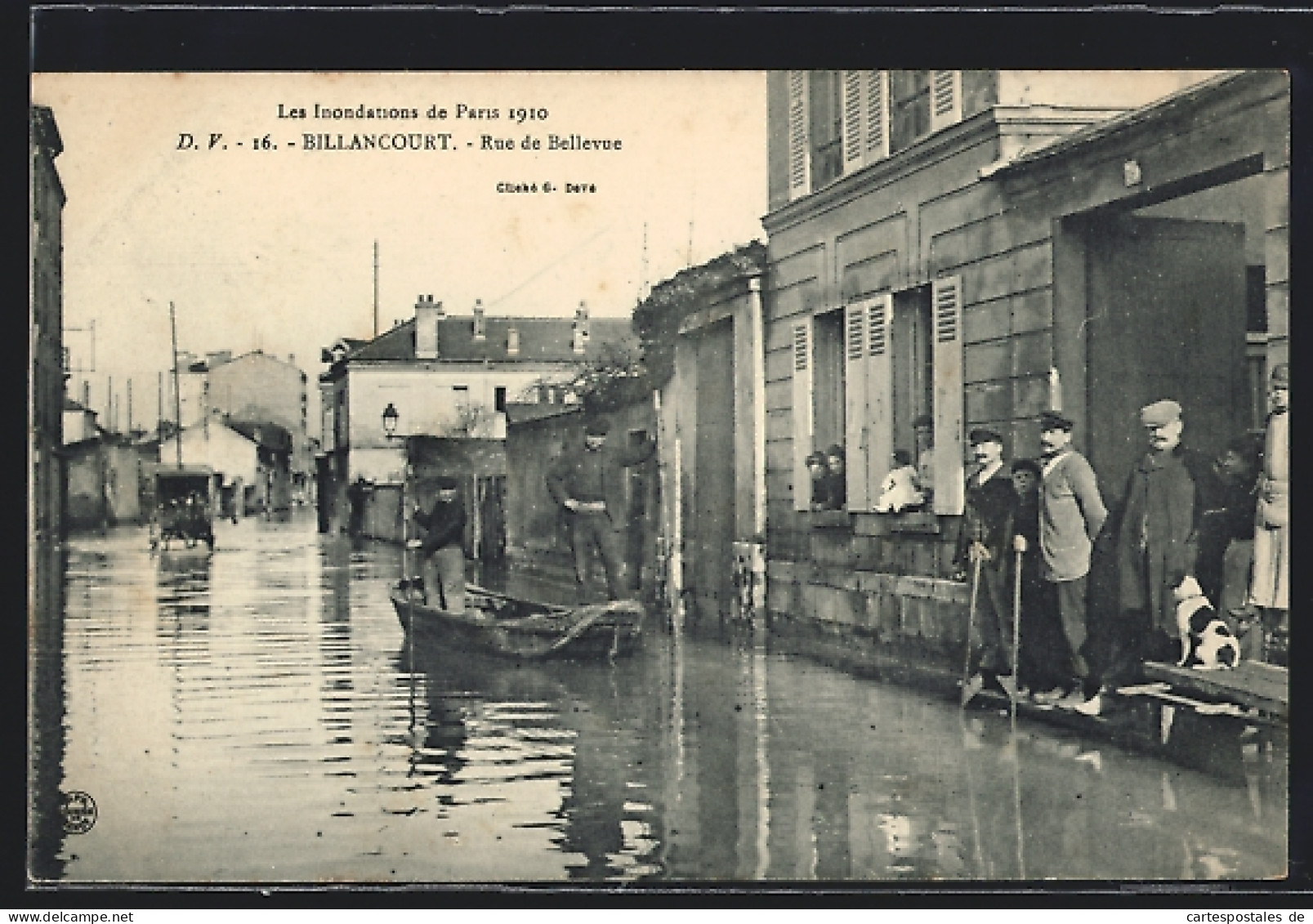 AK Billancourt, Inondations 1910, Rue De Bellevue  - Inondations