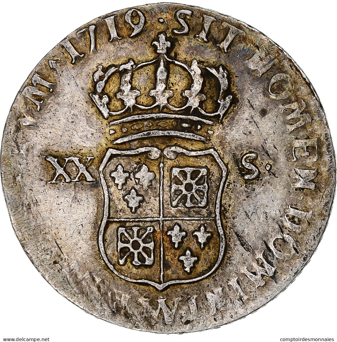 France, Louis XV, 1/6 Écu (XX-S) De France-Navarre, 1719, Lille, Argent, TTB+ - 1715-1774 Louis XV Le Bien-Aimé