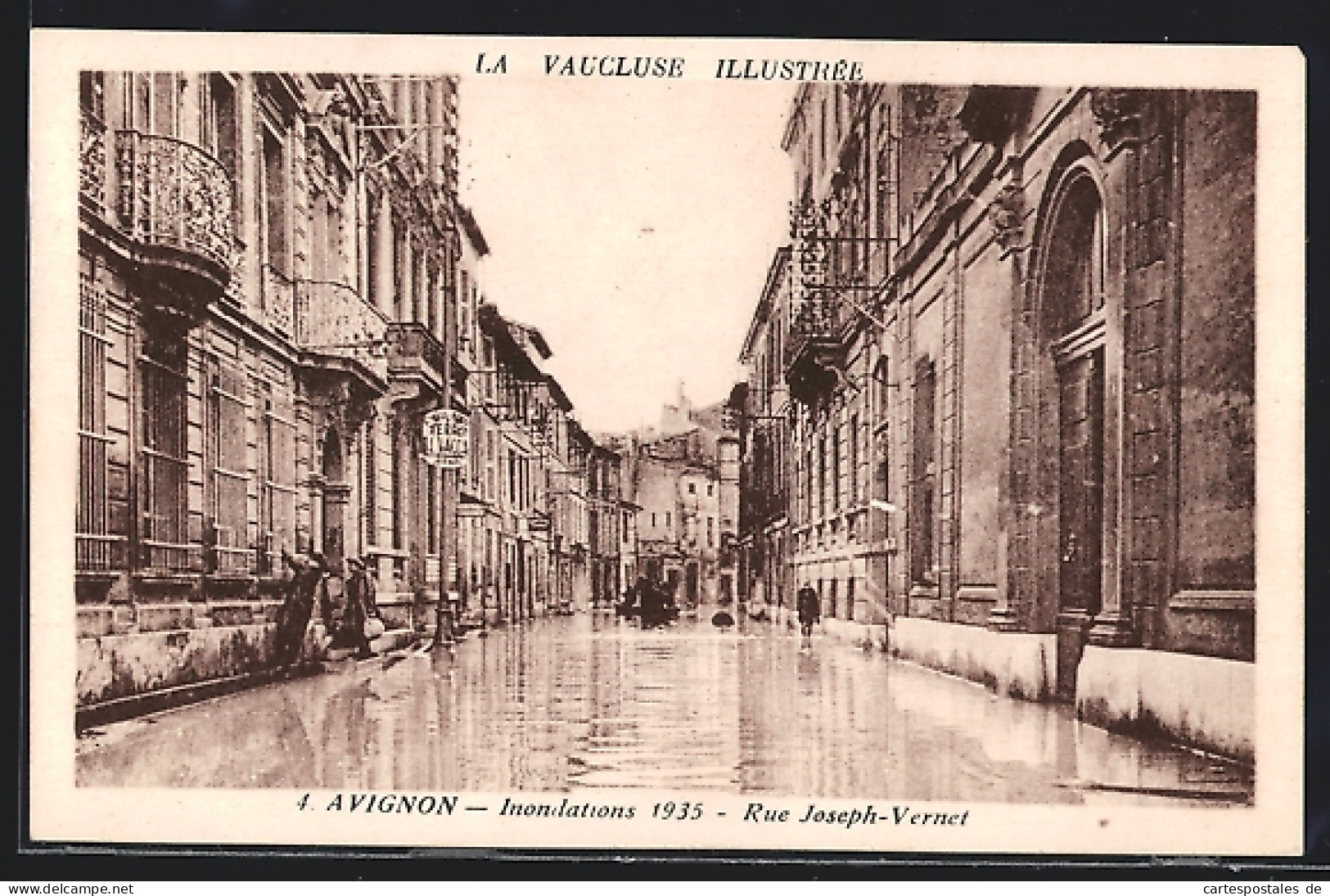 AK Avignon, Inondations 1935, Rue Joseph-Vernet  - Overstromingen