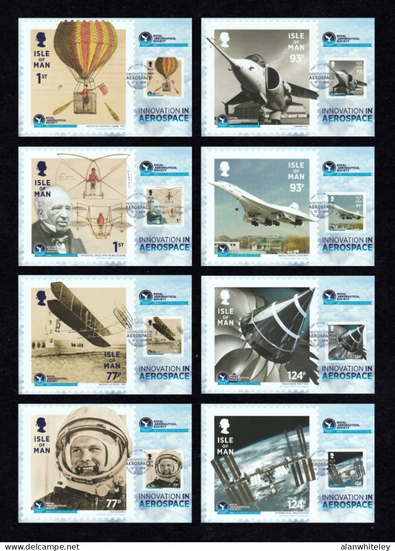 ISLE OF MAN 2016 150th Anniversary Of The Royal Aeronautical Society: Set Of 8 Maximum Cards CANCELLED - Man (Eiland)