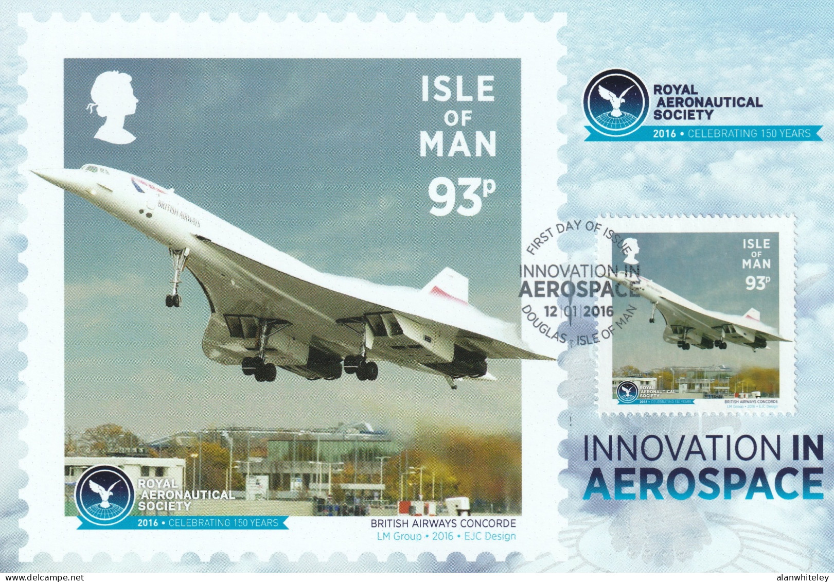 ISLE OF MAN 2016 150th Anniversary of the Royal Aeronautical Society: Set of 8 Maximum Cards CANCELLED