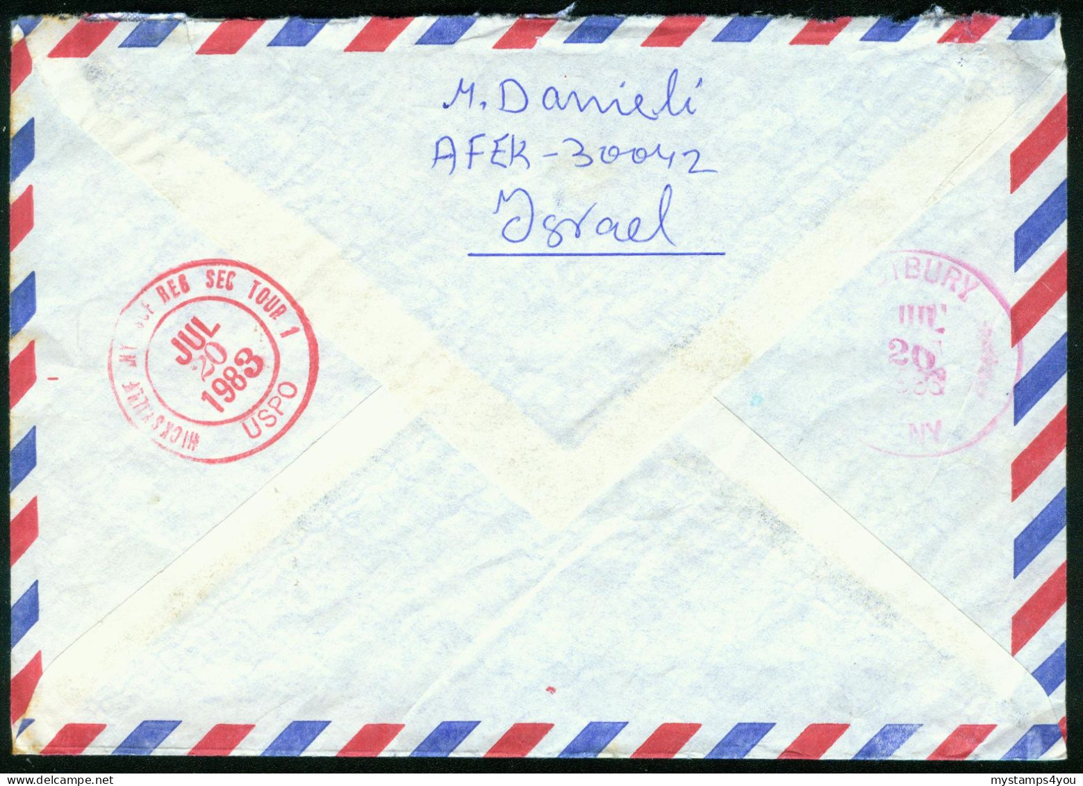 Br Israel, Afek 1983 Registered Airmail Cover > USA, NY #bel-1010 - Brieven En Documenten