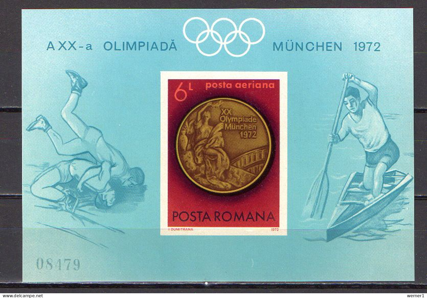 Romania 1972 Olympic Games Munich, Canoeing, Wrestling S/s Imperf. MNH - Summer 1972: Munich