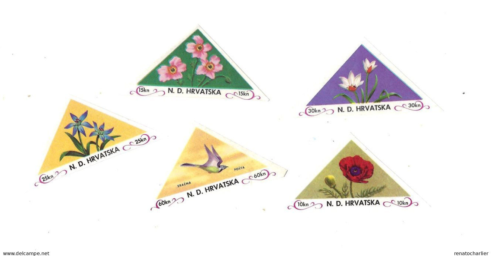 Timbres D'exil,MNH,Neuf Sans Charnière.Fleurs.Triangulaires. - Kroatien