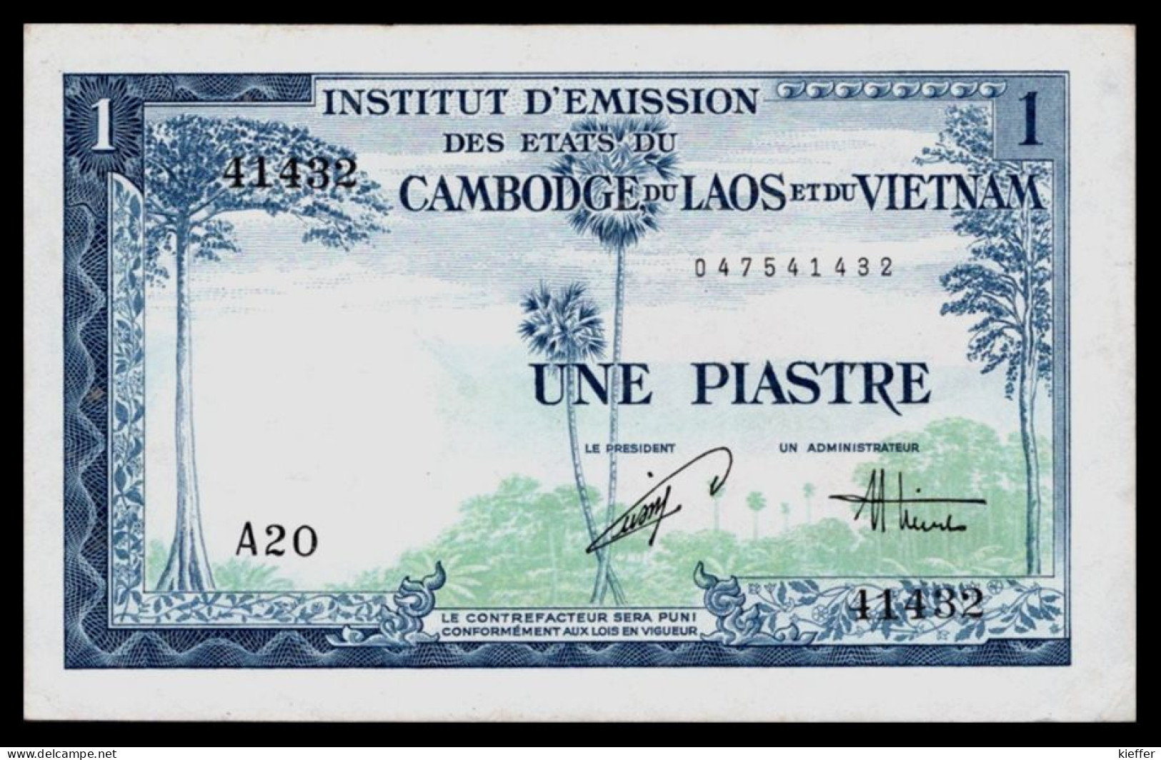 INDOCHINE - VIETNAM - Etats CAMBODGE LAOS VIETNAM - 1 Piastre - 1954 - P 105 - A20 - SPL - Indochina