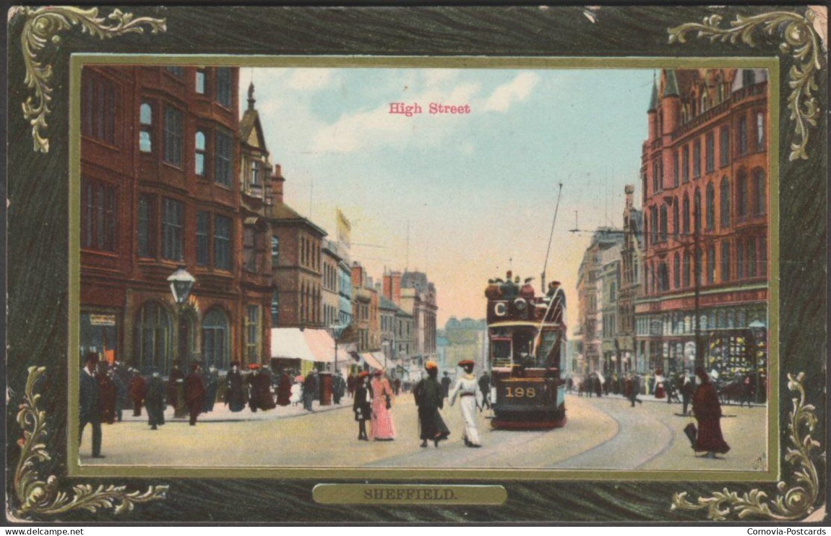 High Street, Sheffield, Yorkshire, 1906 - Brown & Rawcliffe Postcard - Sheffield