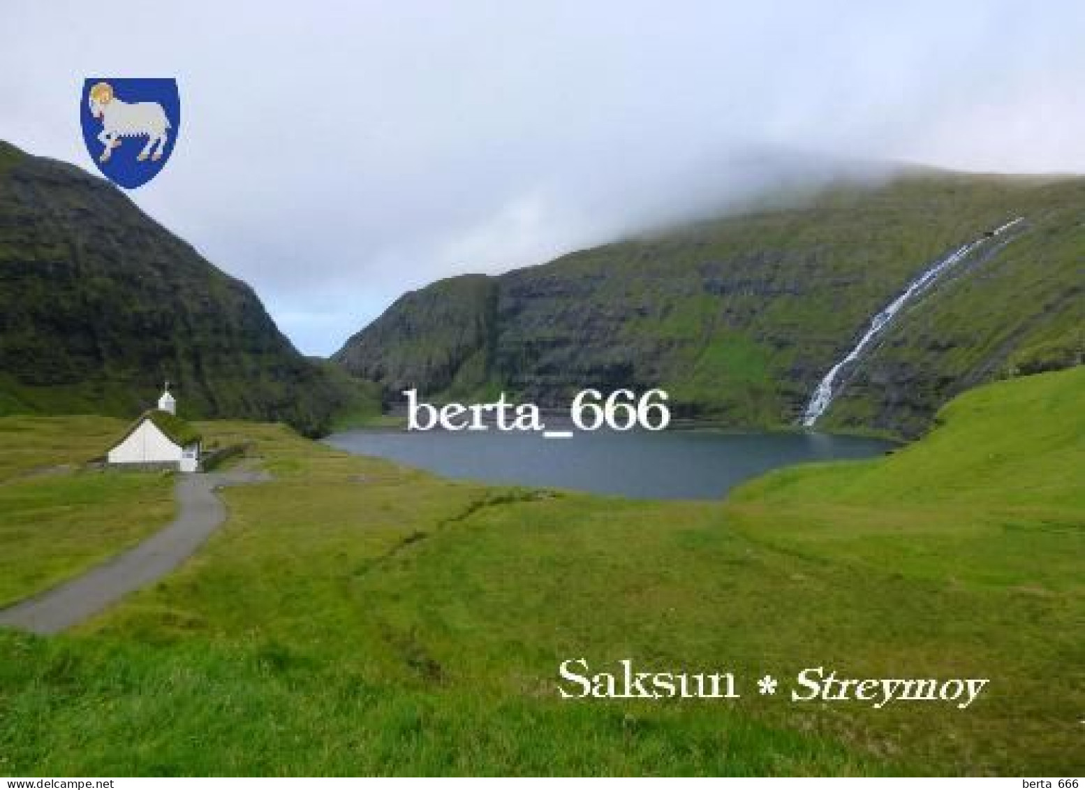 Faroe Islands Sreymoy Saksun Waterfall New Postcard - Isole Faroer