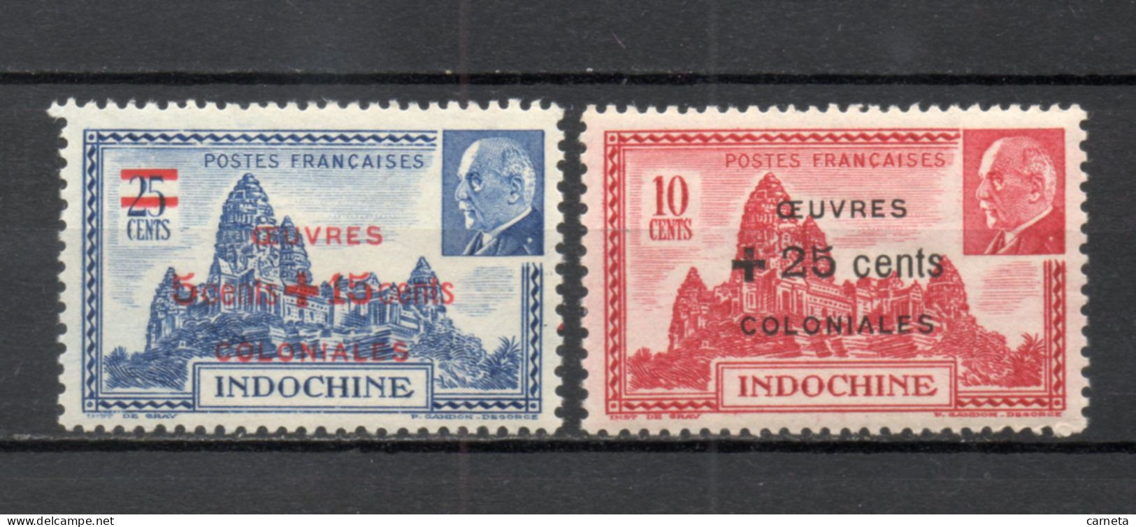 INDOCHINE  N° 294 + 295   NEUFS SANS CHARNIERE  COTE 1.60€    MARECHAL PETAIN SURCHARGE - Neufs