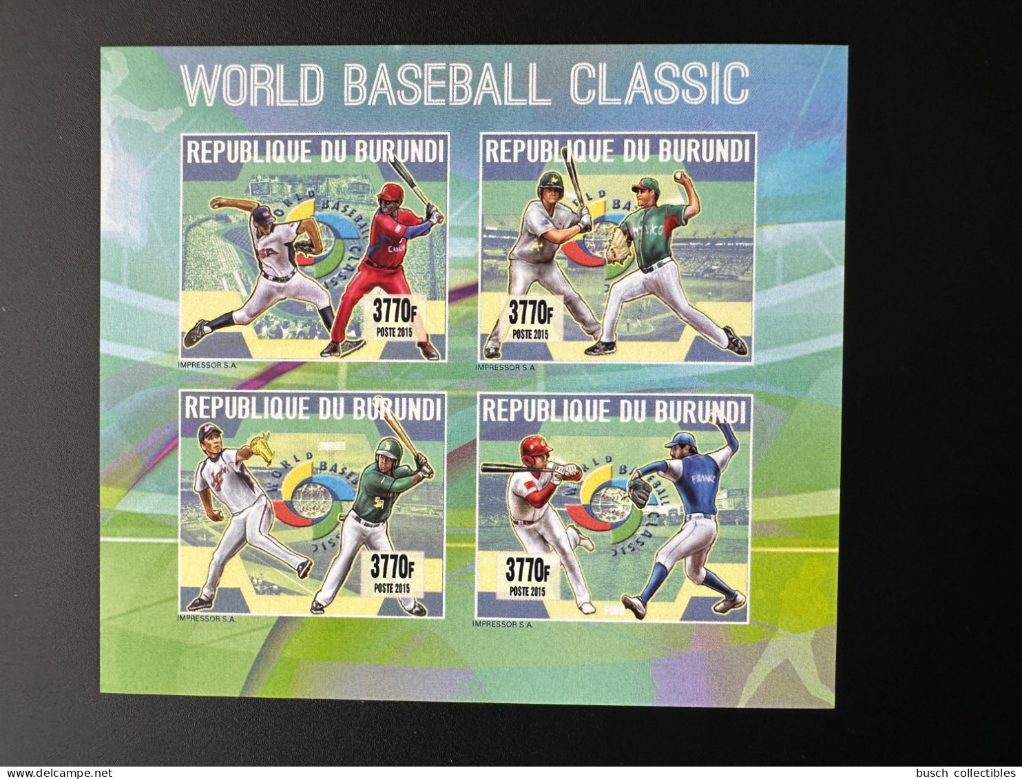 Burundi 2015 / 2016 Mi. 3611 - 3614 ND IMPERF World Baseball Classic Base-ball - Nuovi