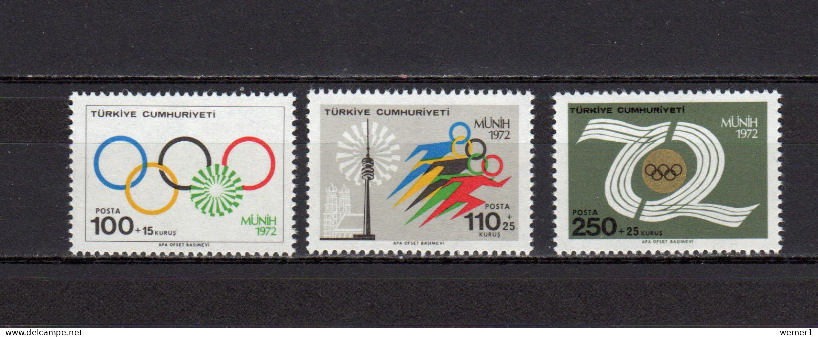 Turkey 1972 Olympic Games Munich Set Of 3 MNH - Summer 1972: Munich