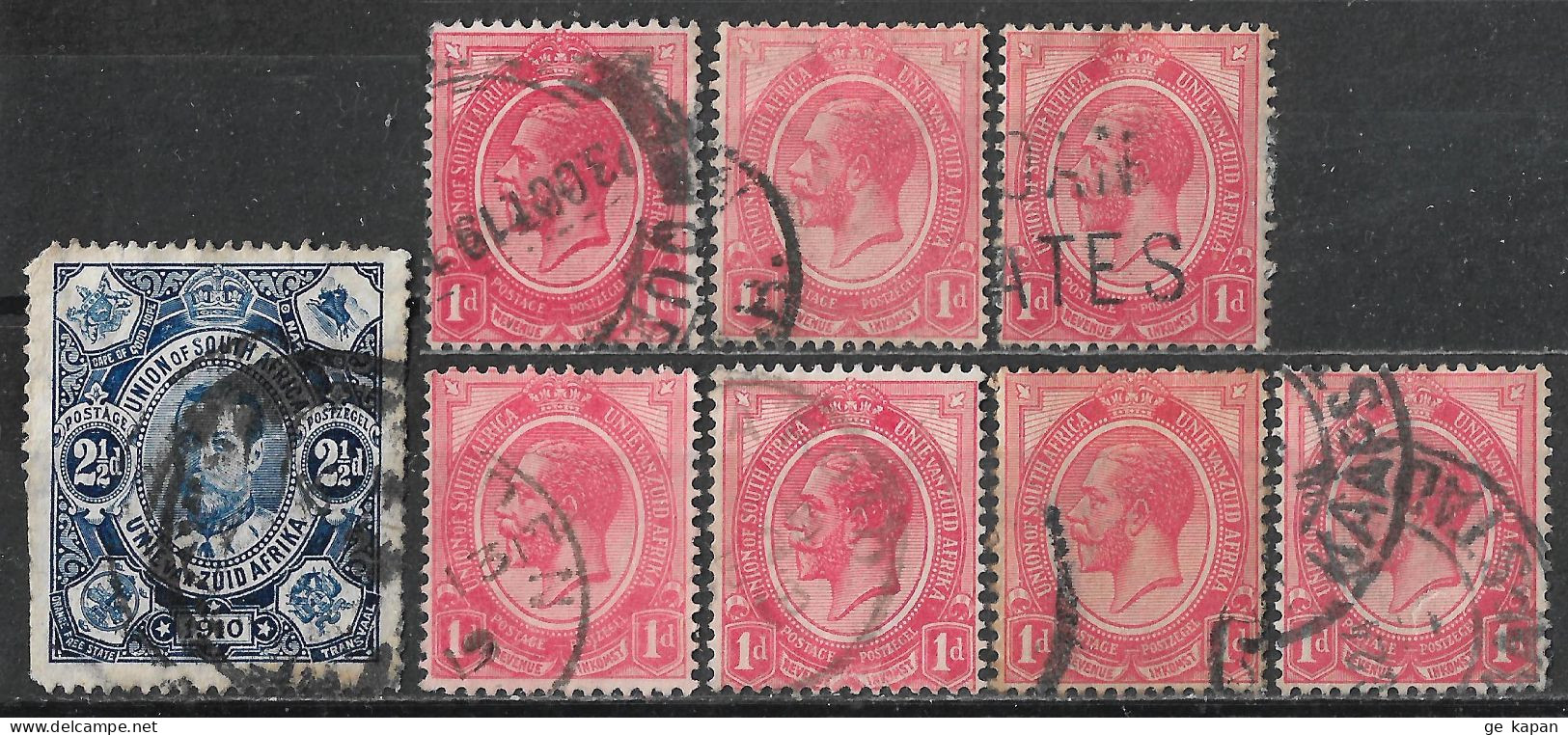 1910,1913 SOUTH AFRICA Set Of 8 USED STAMPS (Scott # 1a,3Aa) CV €3.90 - Usati