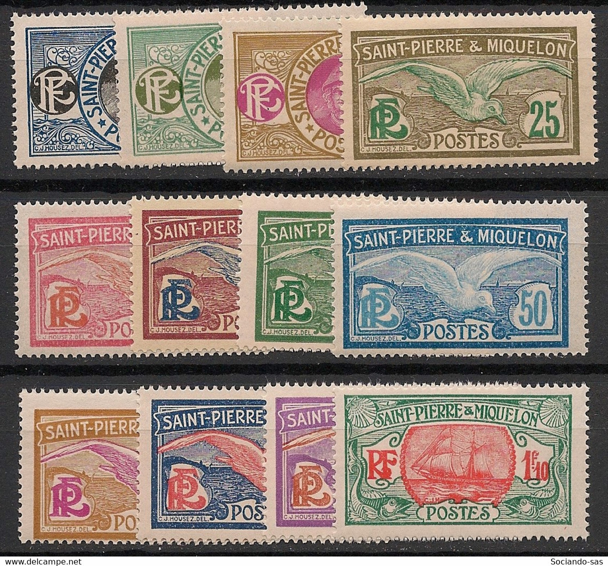 SPM - 1922-28 - N°YT. 107 à 117A - Série Complète - Neuf * / MH VF - Unused Stamps