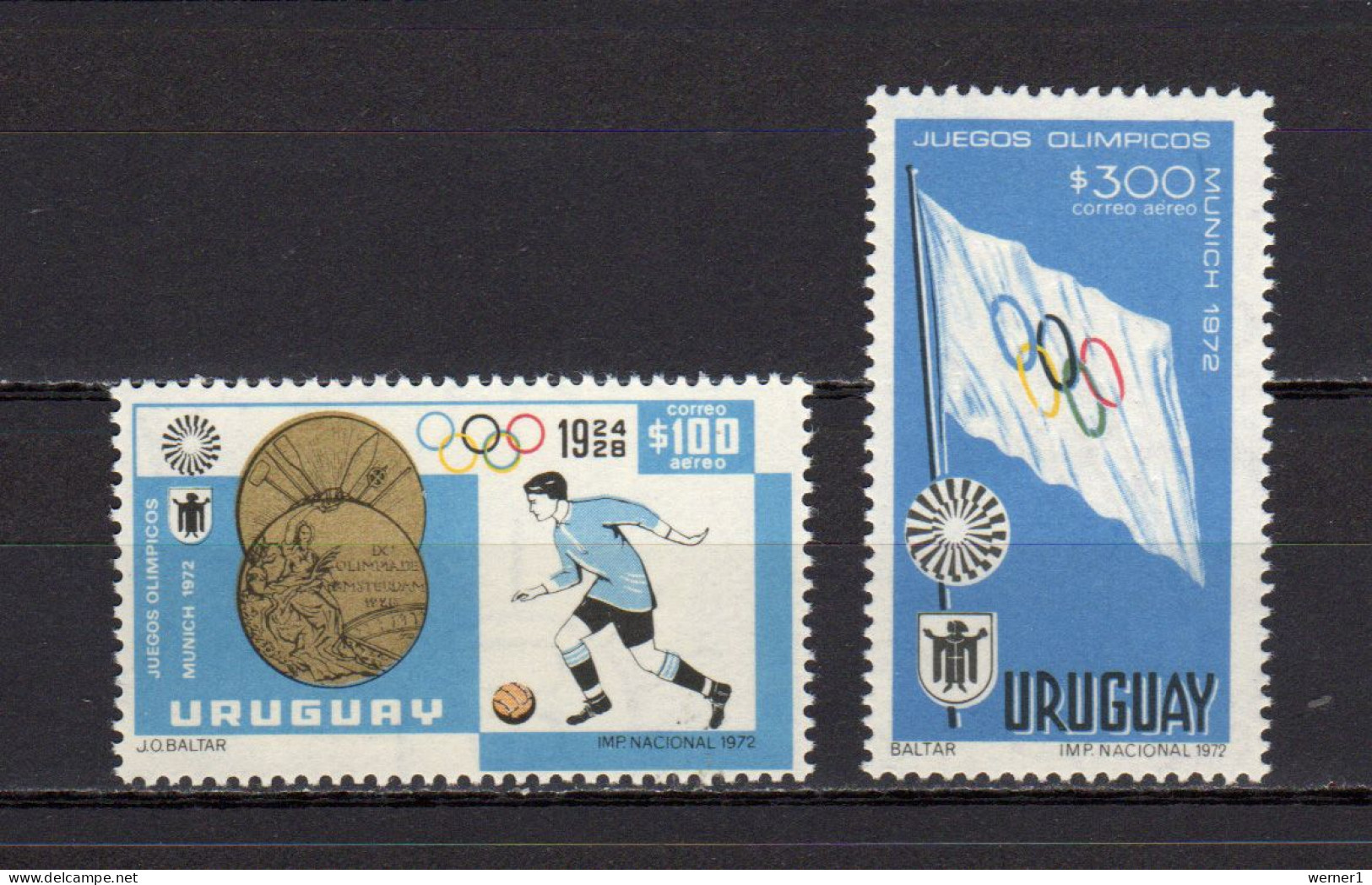 Uruguay 1972 Olympic Games Munich, Football Soccer Set Of 2 MNH - Sommer 1972: München