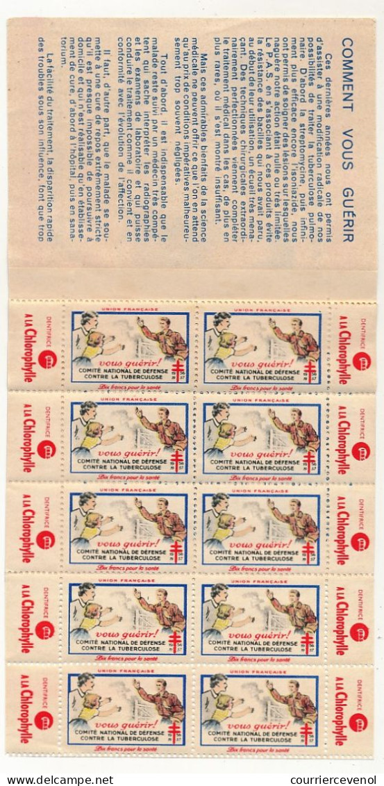 Carnet Anti-tuberculeux 1956 - 26ème Campagne - 100f - 10 Timbres à 10f  - Pubs Nestlé Et Dentifrice Gibbs - Blocs & Carnets