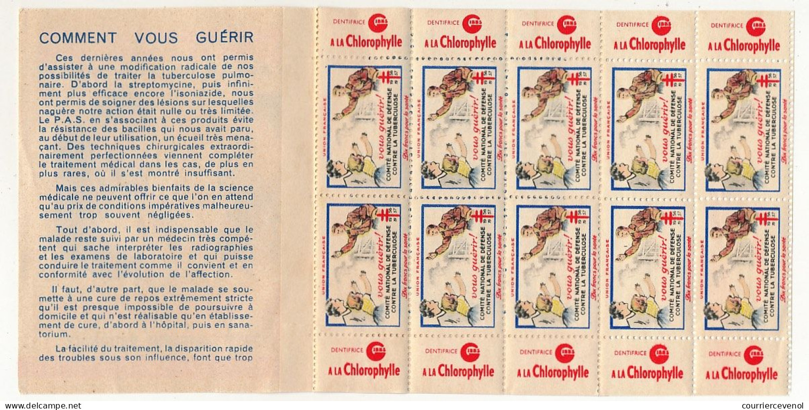 Carnet Anti-tuberculeux 1956 - 26ème Campagne - 100f - 10 Timbres à 10f  - Pubs Nestlé Et Dentifrice Gibbs - Blokken & Postzegelboekjes