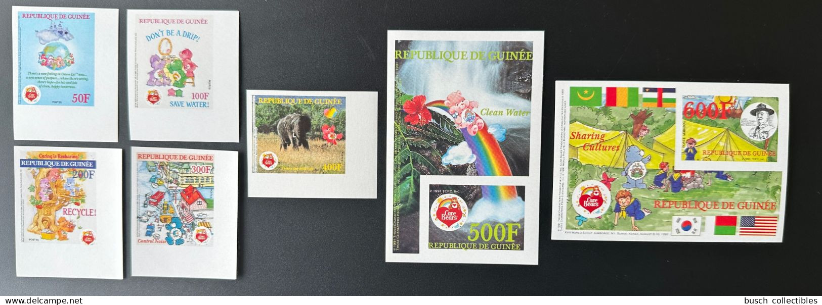 Guinée Guinea 1991 Mi. 1359 1363B Bl. 408 409B ND IMPERF Bears Elephant Scouts Flags Faune Faune Scoutisme Pfadfinder - Unused Stamps
