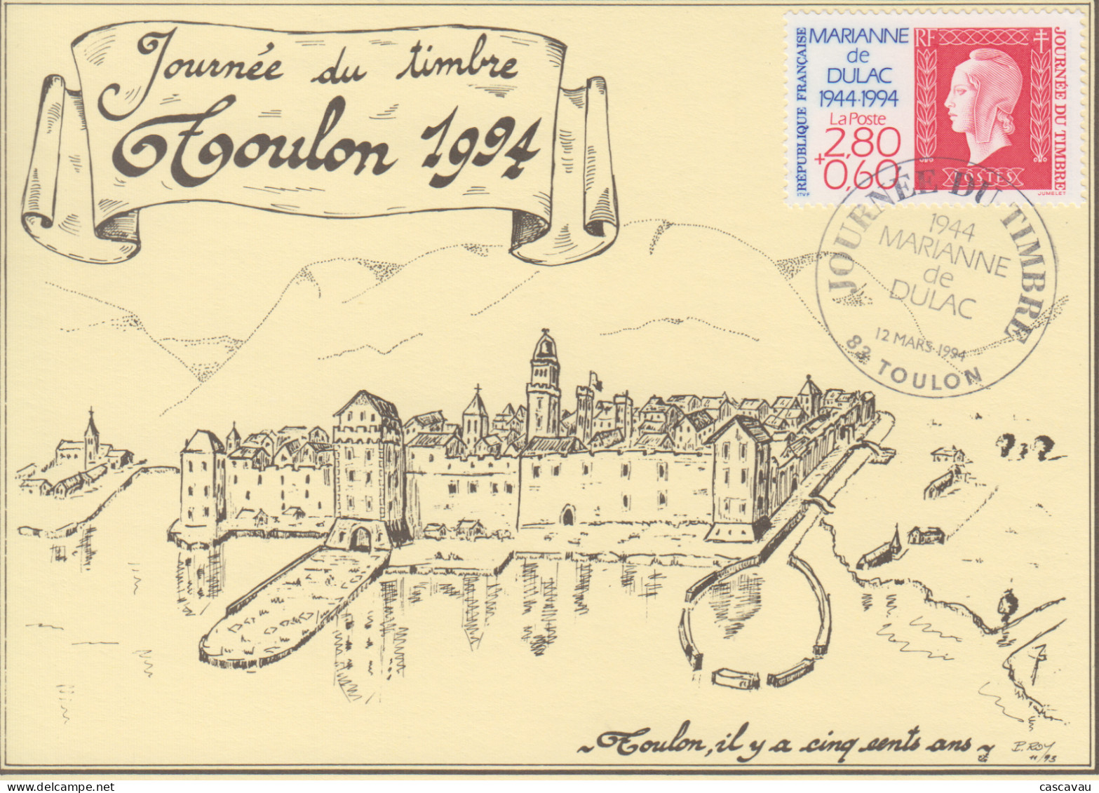 Carte  Locale  1er  Jour  FRANCE   JOURNEE  Du  TIMBRE   TOULON   1994 - Tag Der Briefmarke