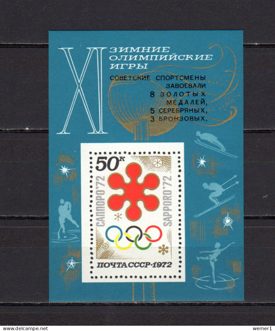 USSR Russia 1972 Olympic Games Sapporo S/s With Winners Overprint MNH - Invierno 1972: Sapporo