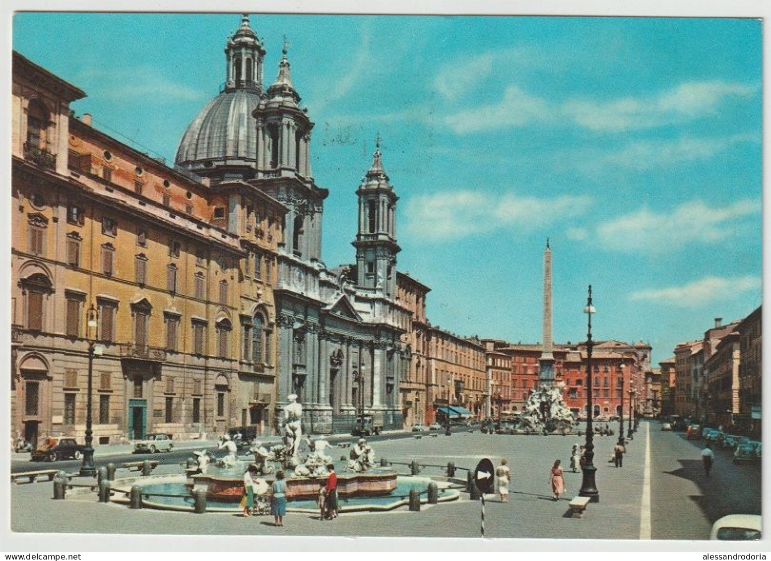 Cartolina Viaggiata Affrancata Roma Piazza Navona 1961 Francobollo 15 Lire - Piazze