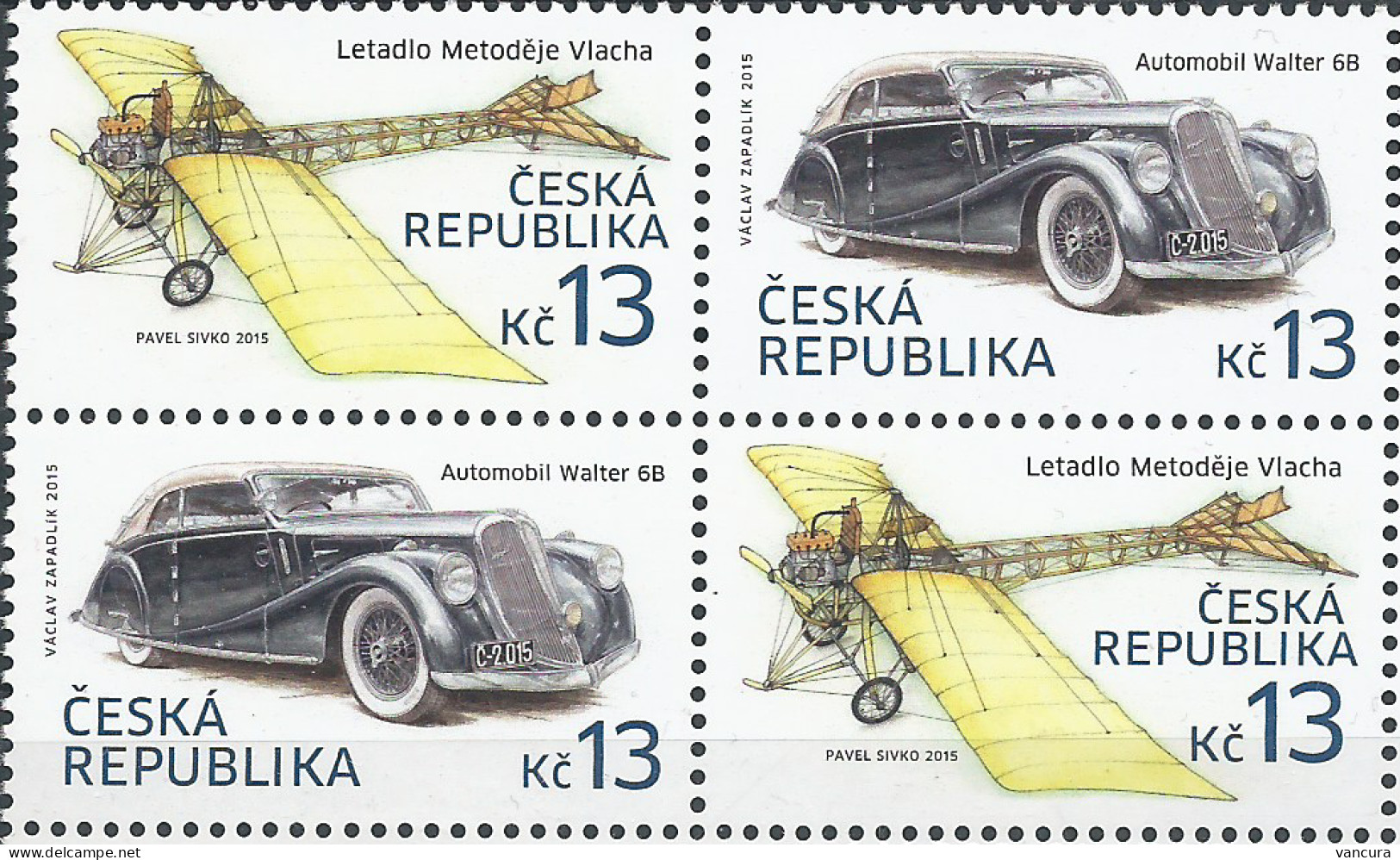 ** 838-9 Czech Republic Walter 6B Automobile And Metodej Vlach's Airplane 2015 - Nuevos