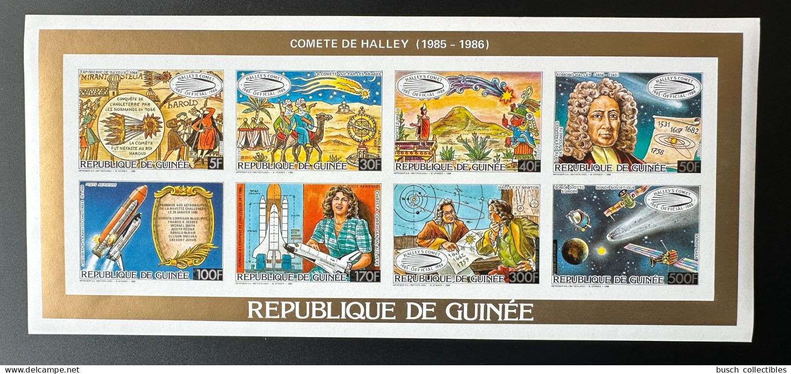 Guinée Guinea 1986 Mi. 1106A 1116A Feuillet Collectif Klb. ND IMPERF Sheetlet Space Espace Halley Comet Comète Komet - Guinea (1958-...)