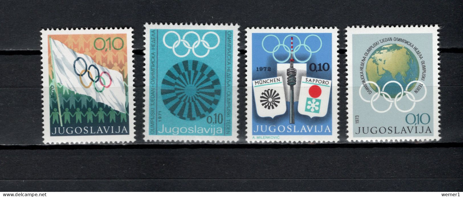 Yugoslavia 1970/1973 Olympic Games Munich 4 Stamps MNH - Verano 1972: Munich