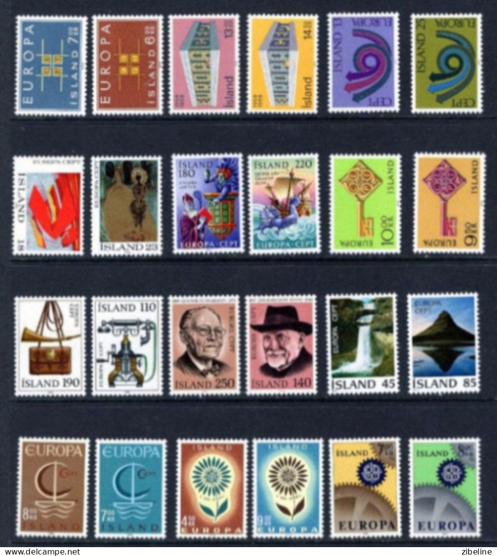 Lot ISLANDE  24 Timbres Series Completes  (12) EUROPA CEPT XX MNH - Nuevos